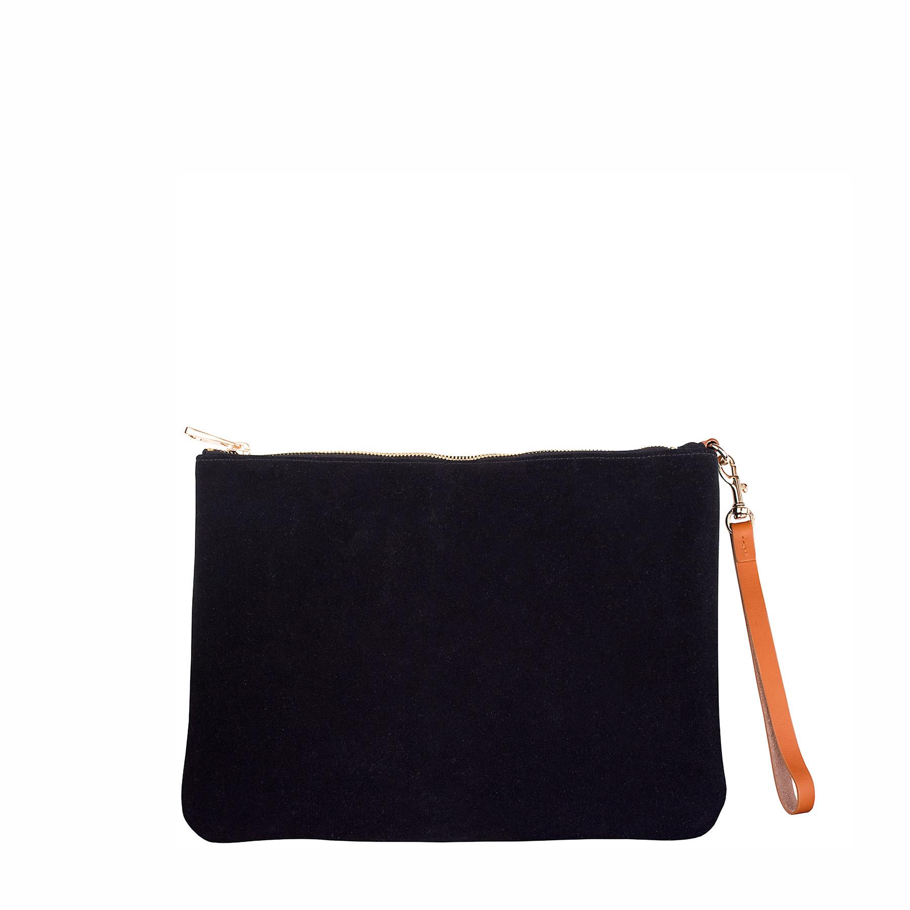 Suede Leather Pouch, with fringes Clutch and Shoulder Bag with strap